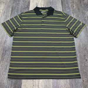 Nike Golf Dri-Fit Tour Performance Short Sleeve Golf Polo Neon Yellow Striped XL